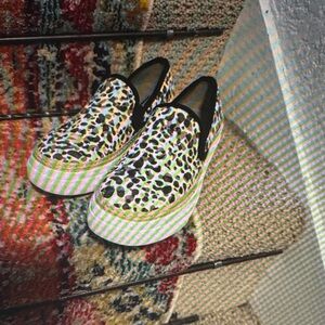 Tommy Bahama Women's Slip-On Leopard Print Canvas Sneakers - Black & White